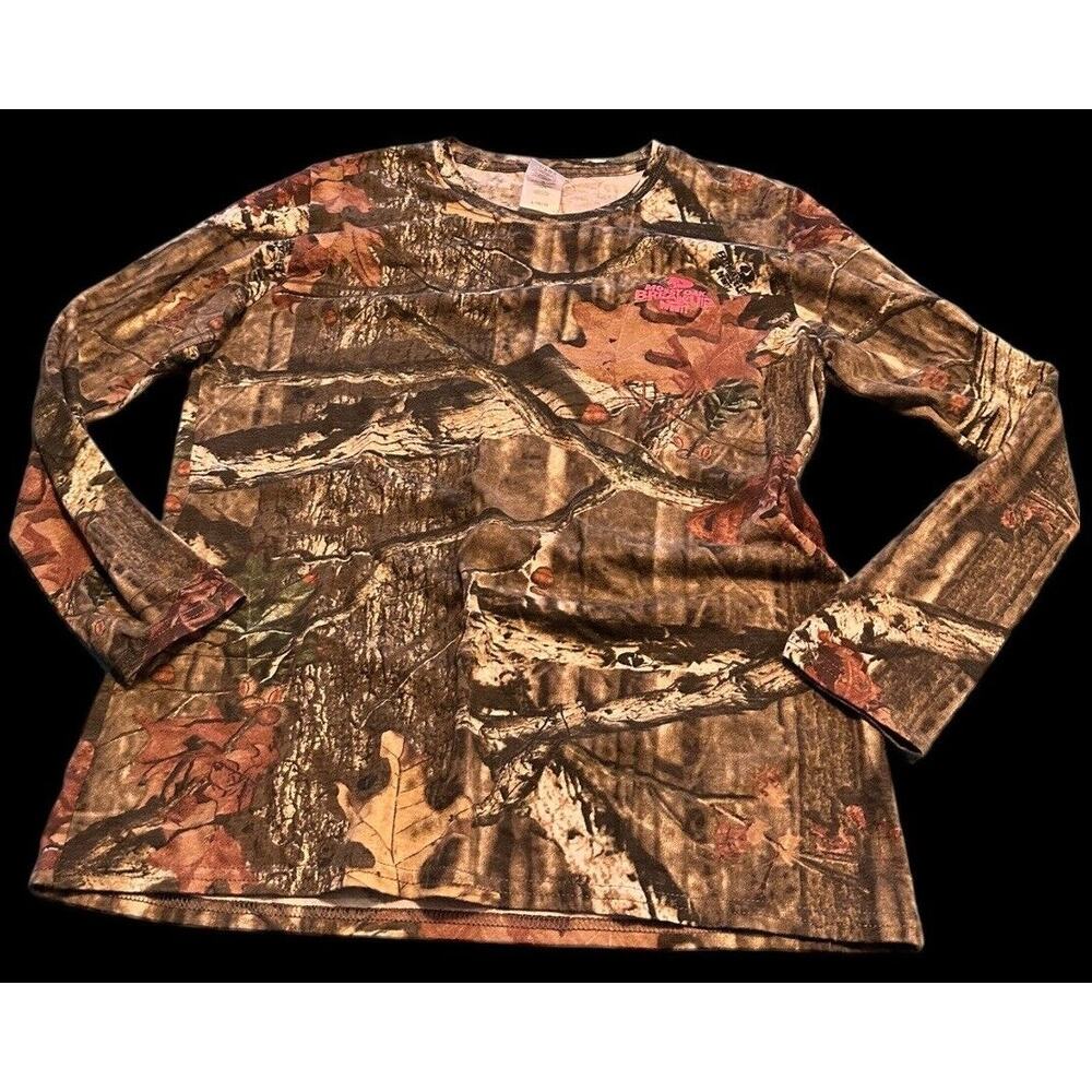Mossy Oak Break Up Infinity Camo Shirt Woman's Size L, Fall Hunting Deer Turkey